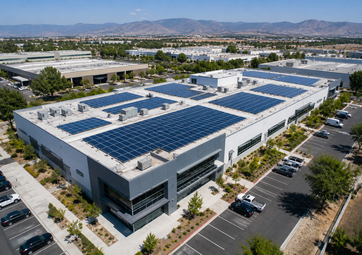 Large commercial rooftop solar array